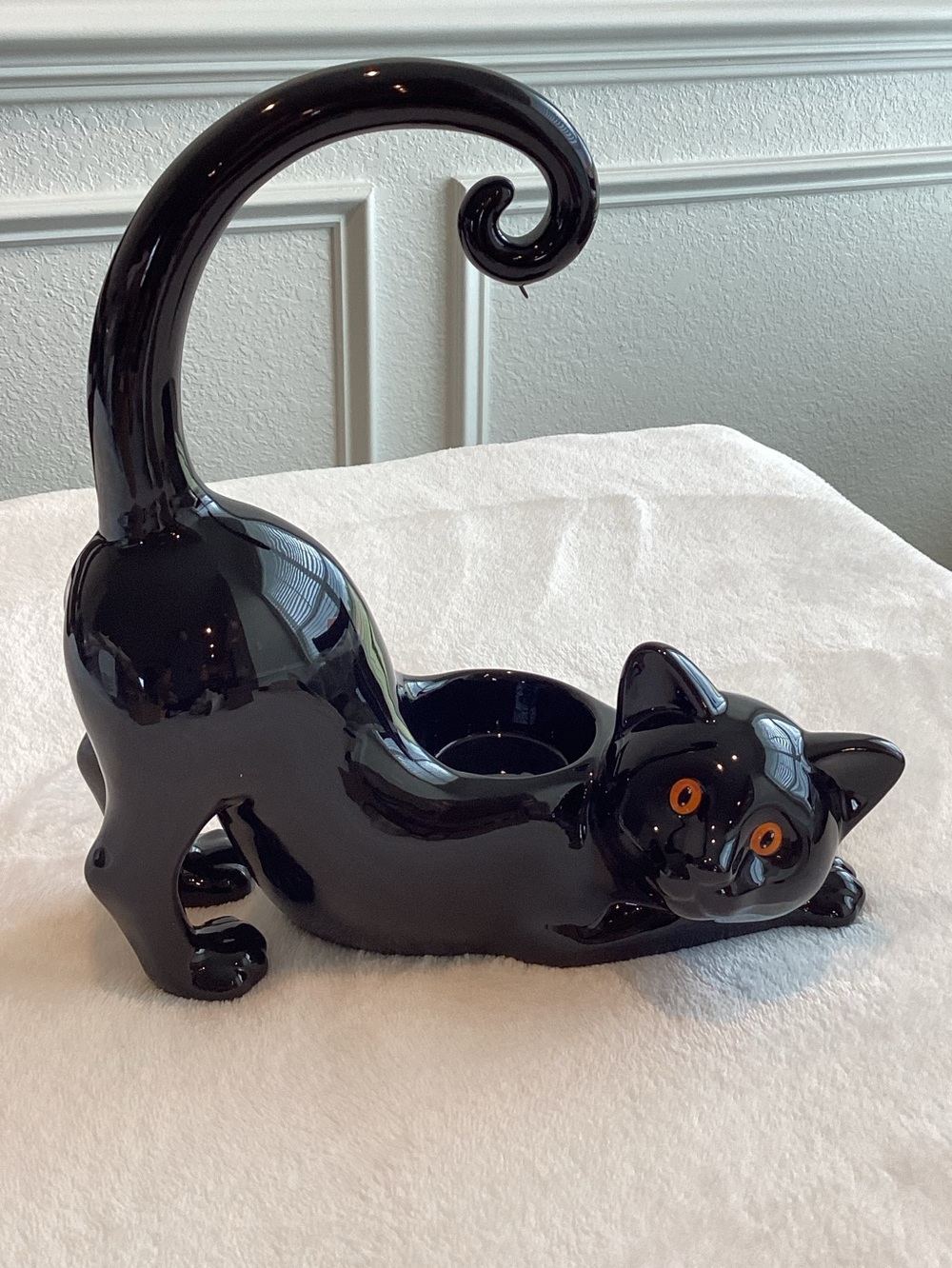 Vintage Yankee Candle Black Cat Candleholder Halloween